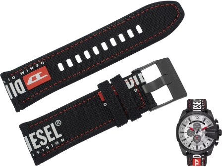 Oryginalny pasek Diesel Mega Chief DZ4512 nylon guma logo 26mm czarny